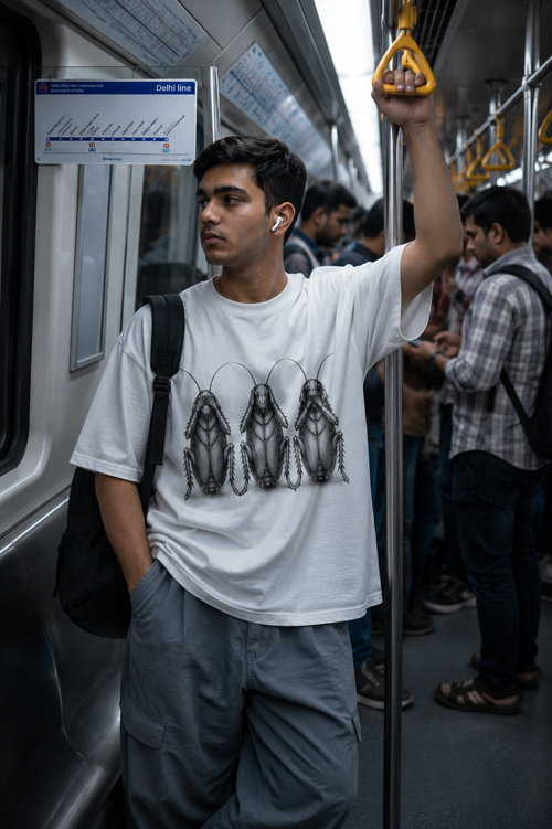 Mizaru . Kikazaru . Iwazaru ( White ) — Cockroach Lives Matter graphic t-shirt