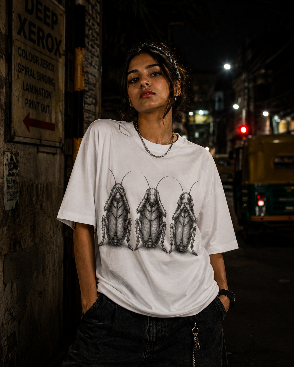 Mizaru . Kikazaru . Iwazaru ( White ) — Cockroach Lives Matter graphic t-shirt