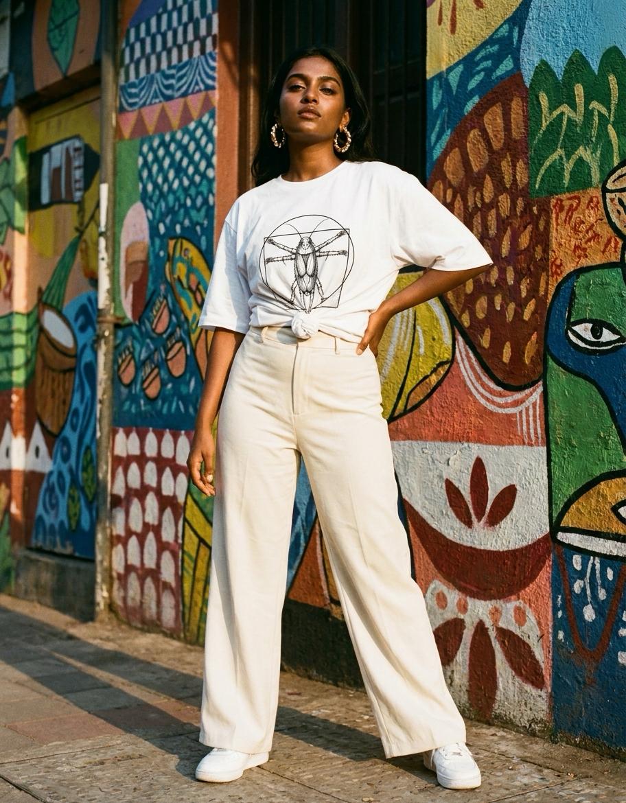 The Vitruvian ( White ) — Cockroach Lives Matter Indian streetwear