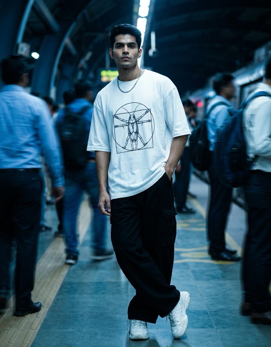 The Vitruvian ( White ) — Cockroach Lives Matter Indian streetwear
