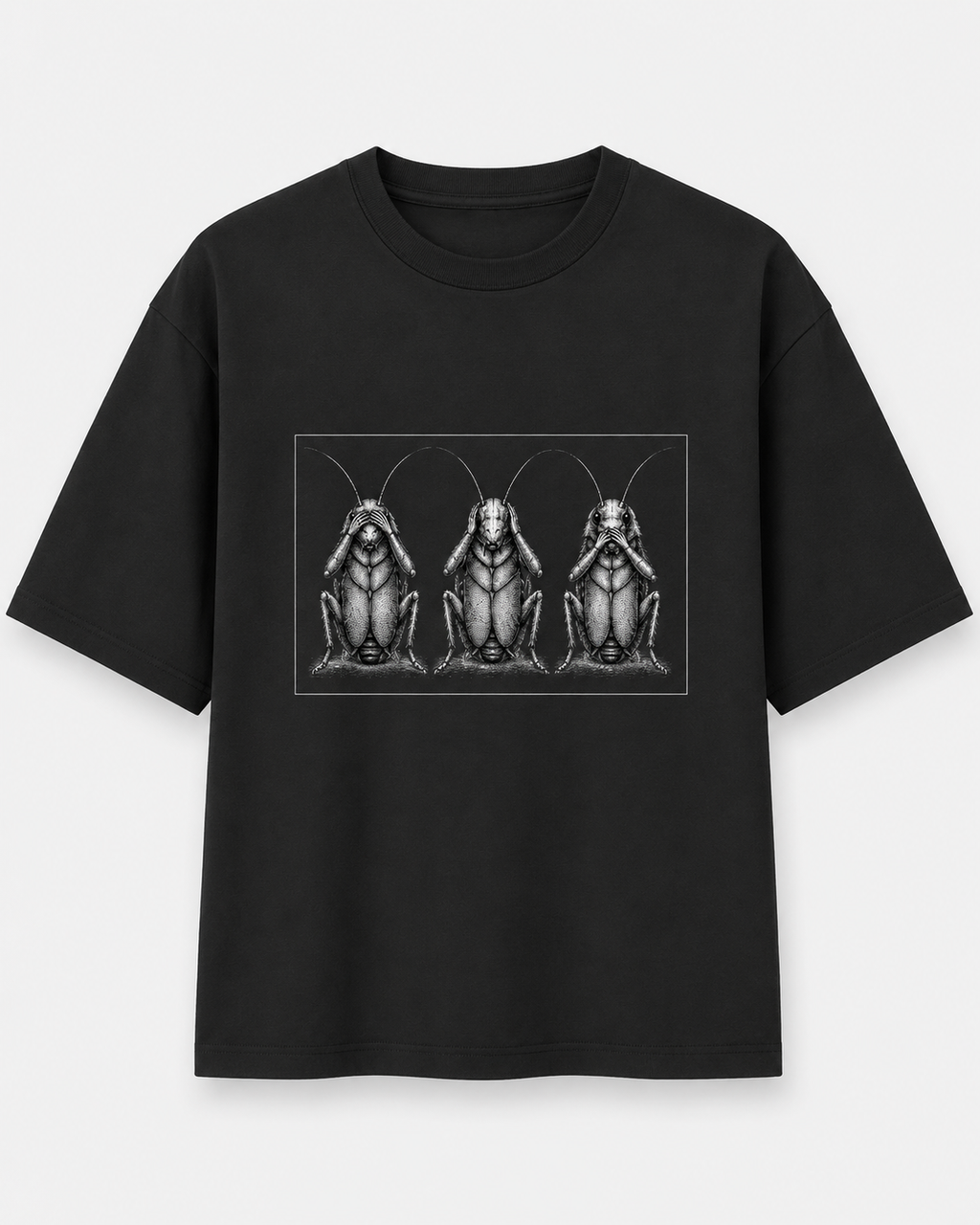 Three Wise Cockroaches graphic print black — Cockroach Lives Matter t-shirt