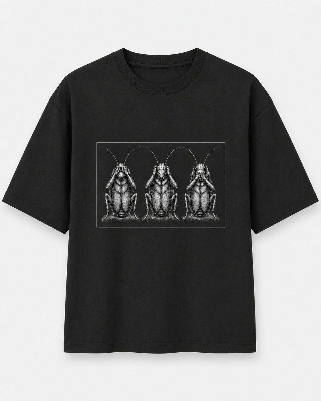 Three Wise Cockroaches graphic print black — Cockroach Lives Matter t-shirt
