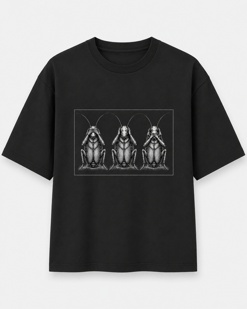 Three Wise Cockroaches graphic print black — Cockroach Lives Matter t-shirt