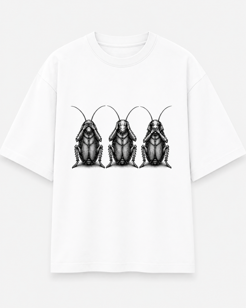 Three Wise Cockroaches graphic print white — Cockroach Lives Matter t-shirt