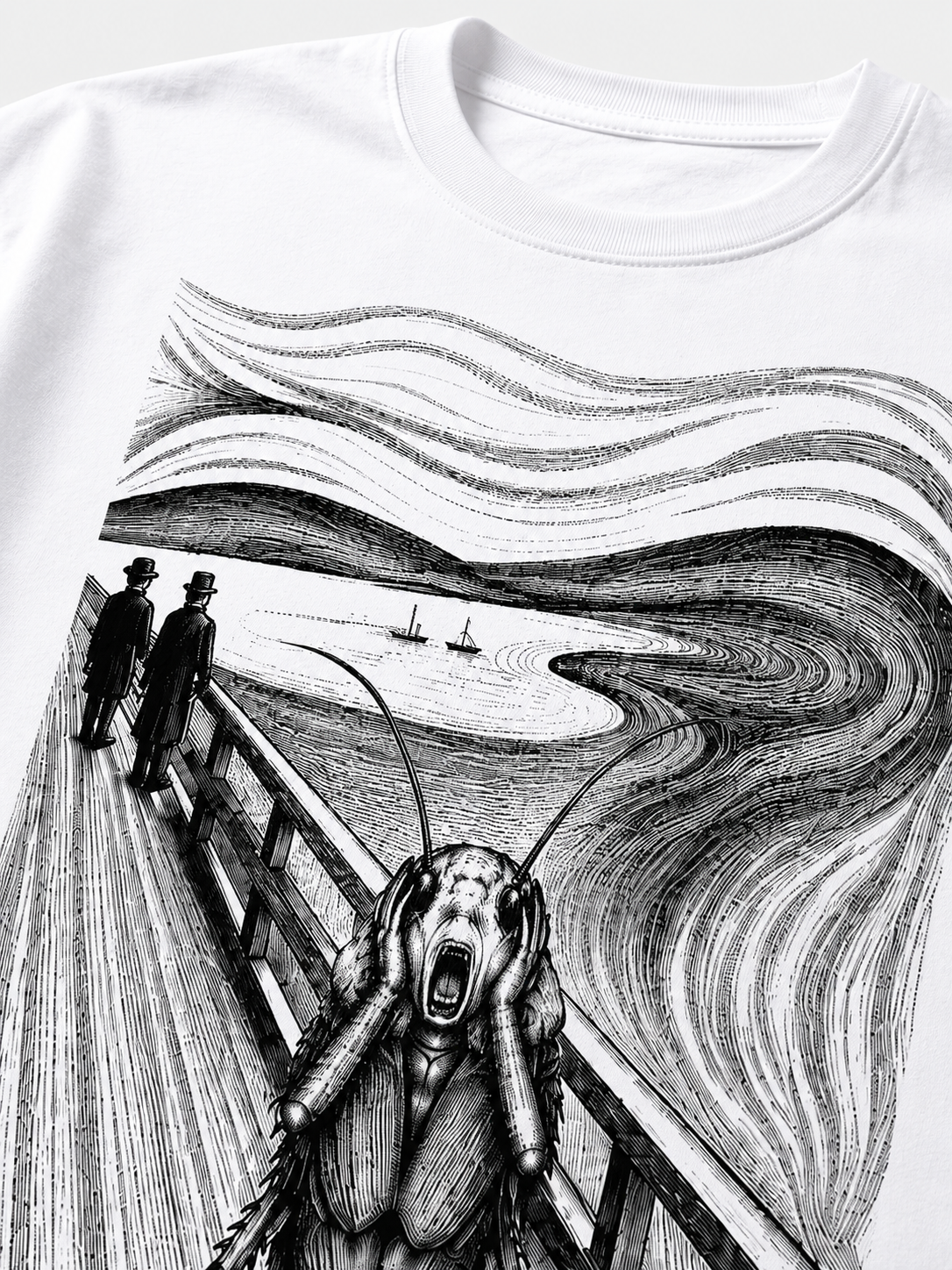 The Scream oversized tee close-up — Cockroach Lives Matter