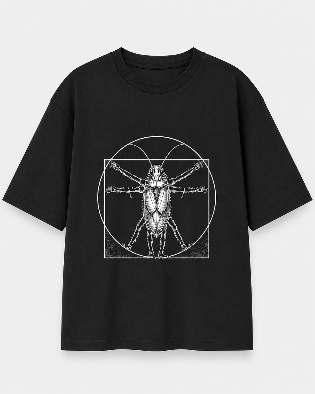 Vitruvian Cockroach graphic print black — Cockroach Lives Matter oversized tee