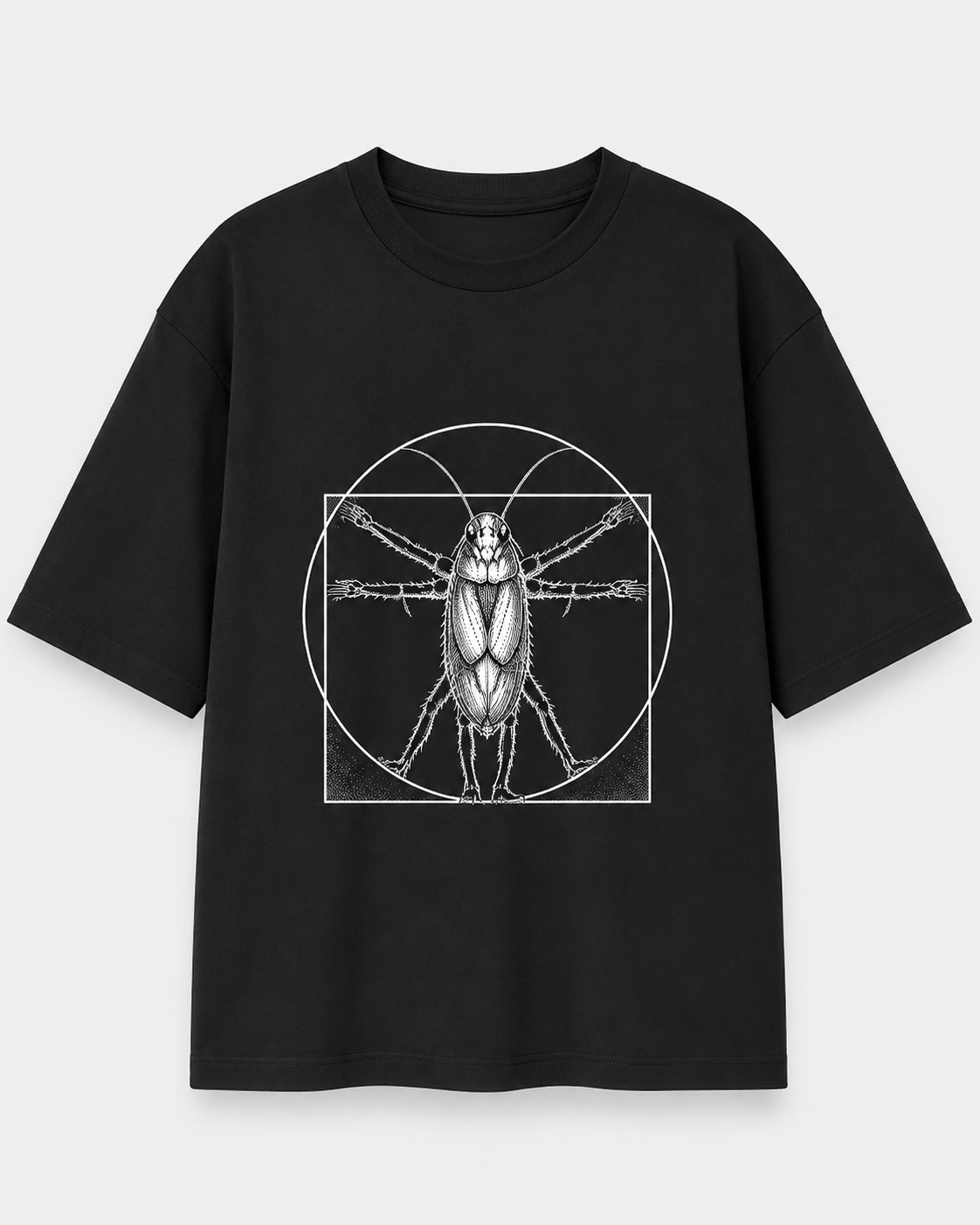 Vitruvian Cockroach graphic print black — Cockroach Lives Matter oversized tee